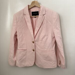 Banana Republic Linen Blend Blazer Womens 6 Pink Shrunken Jacket Office Classic